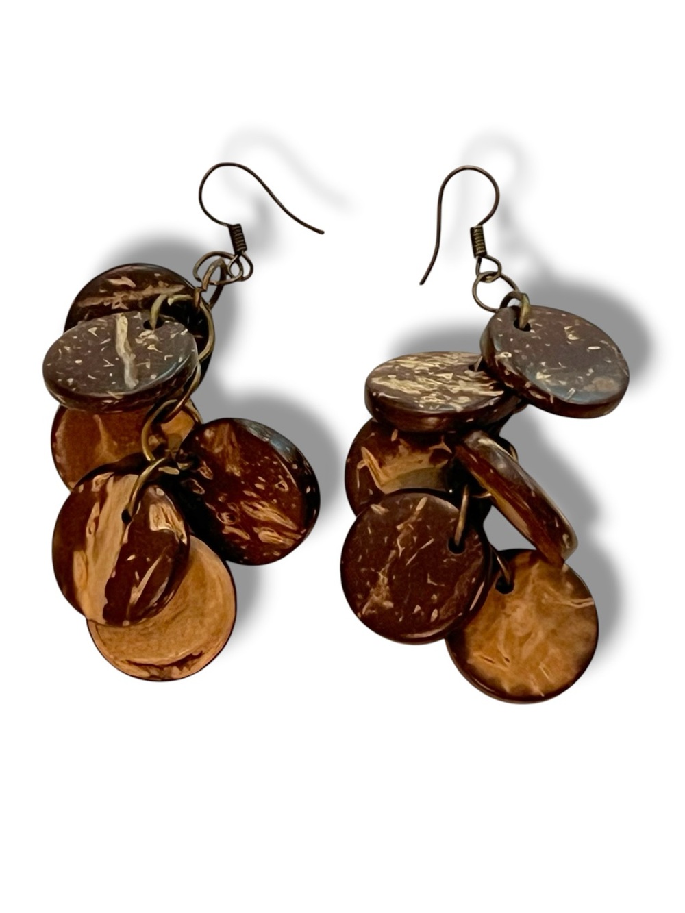 Womens Fashion Round Circle Brown long Earrings Hook Dangle Drop Boho D-5